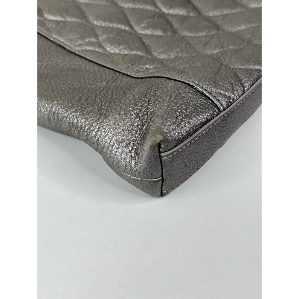 Vera Bradley Quilted Leather Molly Crossbody Purse Silver Metallic Crossbody Bag
